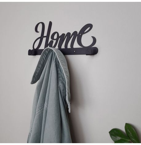 Настінна вішалка для одягу Home S (чорна), 30х13 см