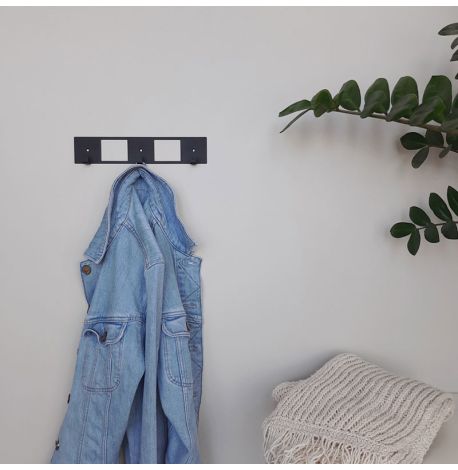 Настінна вішалка для одягу Kanto (чорна), 25х5 см