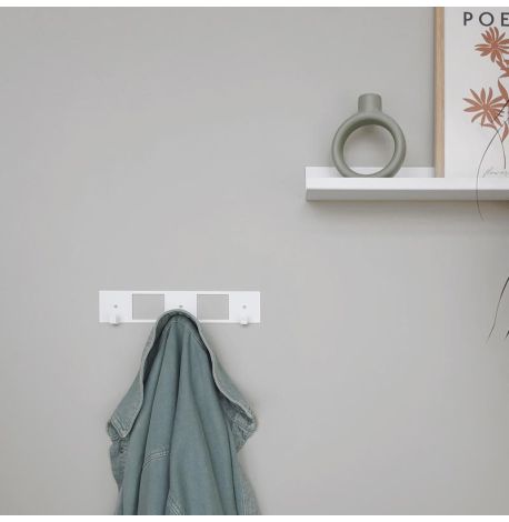 Настінна вішалка для одягу Kanto (біла), 25х5 см