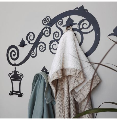 Настінна вішалка для одягу Lantern (чорна), 70х55 см