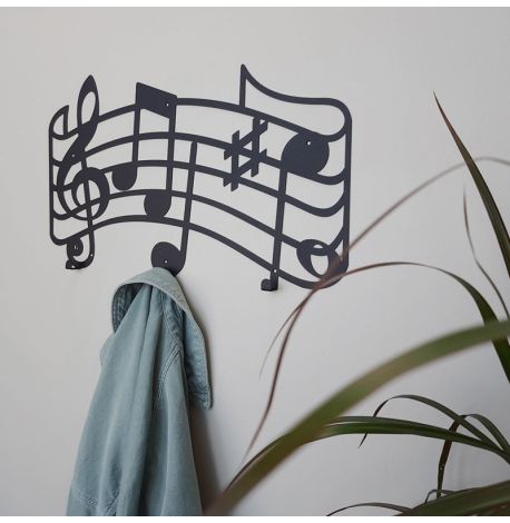 Настінна вішалка для одягу Melody (чорна), 55х32 см