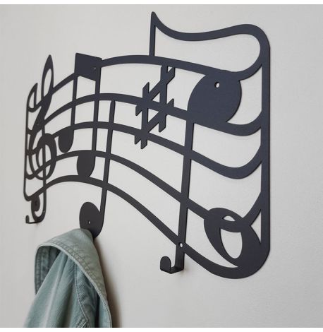 Настінна вішалка для одягу Melody (чорна), 55х32 см