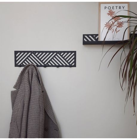 Настінна вішалка для одягу Nord (чорна), 50х13 см