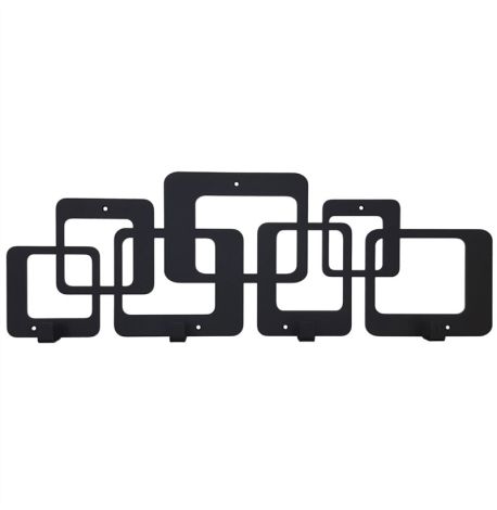 Настінна вішалка для одягу Quadro (чорна), 50х17 см