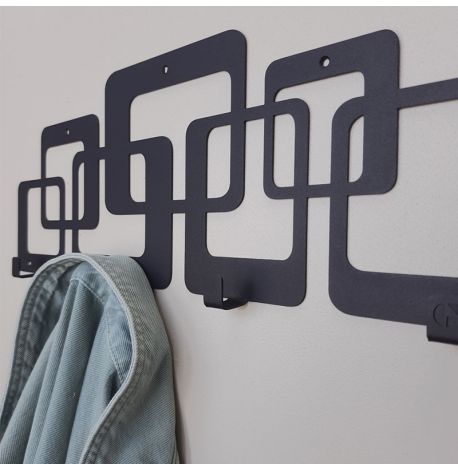 Настінна вішалка для одягу Quadro (чорна), 50х17 см