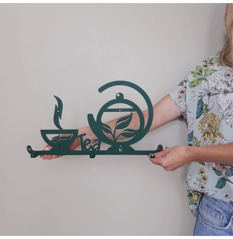 Настенная вешалка для кухни Tea (зеленая), 40х22 см