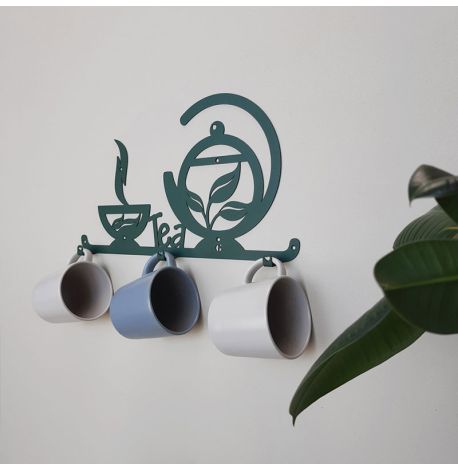 Настенная вешалка для кухни Tea (зеленая), 40х22 см