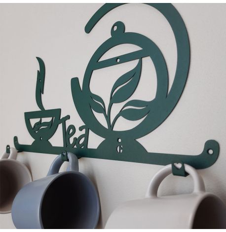 Настенная вешалка для кухни Tea (зеленая), 40х22 см