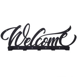Настенная вешалка для одежды Welcome (черная), 50х18 см