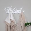 Настінна вішалка для одягу Welcome (біла), 50х18 см