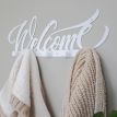 Настінна вішалка для одягу Welcome (біла), 50х18 см
