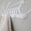 Настінна вішалка для одягу Welcome (біла), 50х18 см