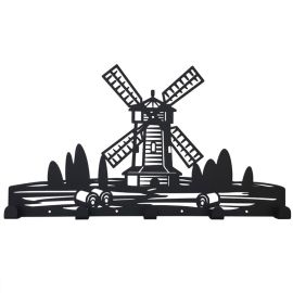 Настінна вішалка для одягу Windmill (чорна), 46х26 см