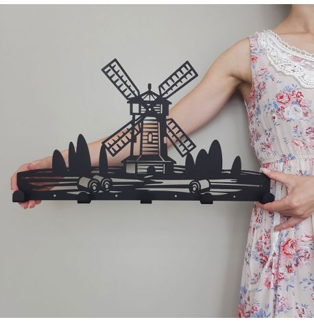 Настінна вішалка для одягу Windmill (чорна), 46х26 см