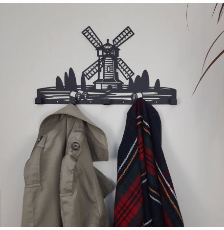 Настінна вішалка для одягу Windmill (чорна), 46х26 см