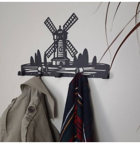 Настінна вішалка для одягу Windmill (чорна), 46х26 см