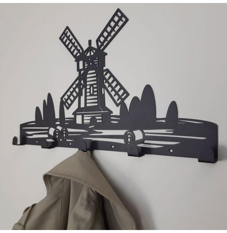 Настінна вішалка для одягу Windmill (чорна), 46х26 см
