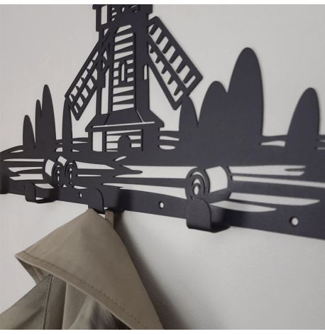 Настінна вішалка для одягу Windmill (чорна), 46х26 см