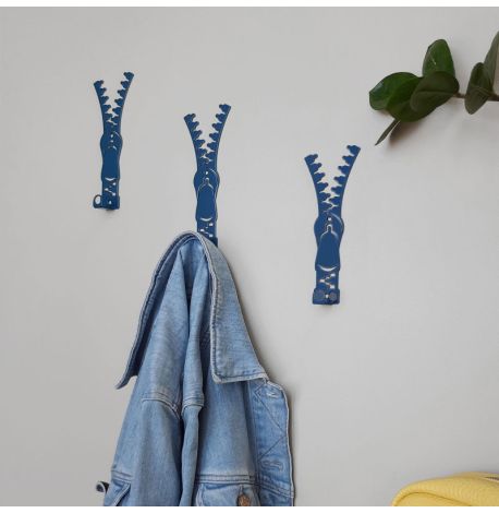 Настінний гачок для одягу Glozis Zipper (синій)