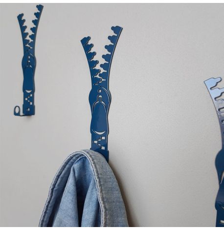 Настінний гачок для одягу Glozis Zipper (синій)