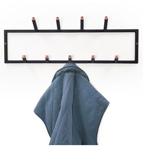 Настінна вішалка для одягу 2-рівнева (чорна)
