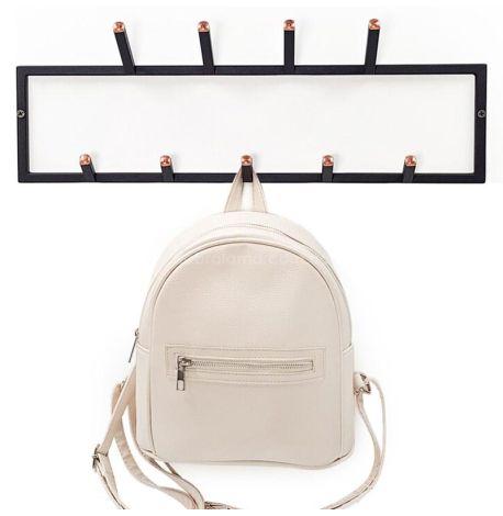 Настінна вішалка для одягу 2-рівнева (чорна)