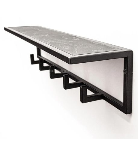 Настінна вішалка для одягу з полицею (чорна)