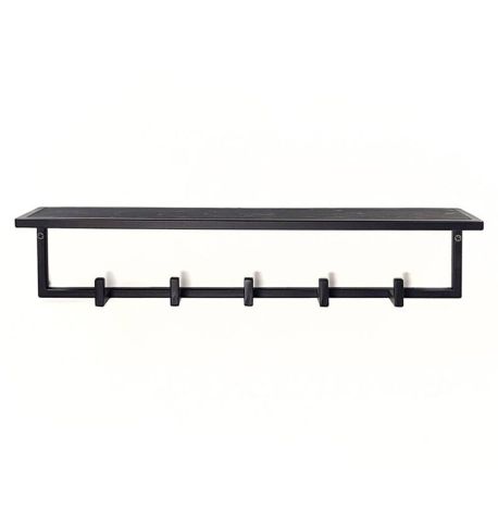 Настінна вішалка для одягу з полицею (чорна)