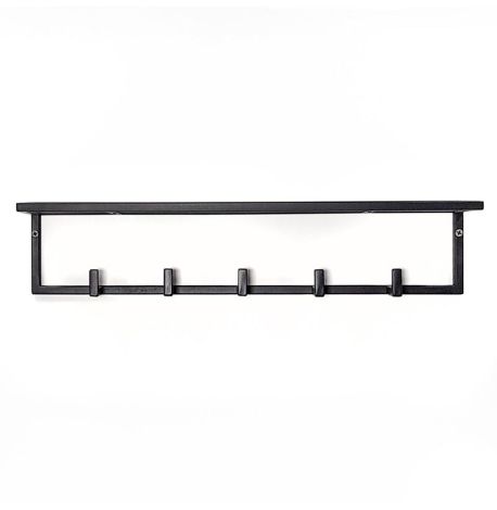 Настінна вішалка для одягу з полицею (чорна)