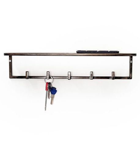 Настінна вішалка для одягу з полицею (метал)