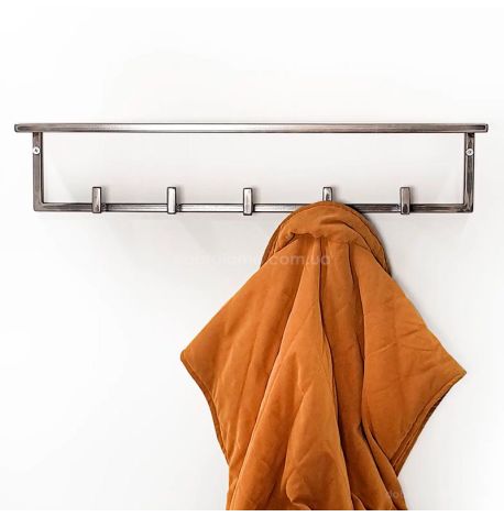 Настінна вішалка для одягу з полицею (метал)