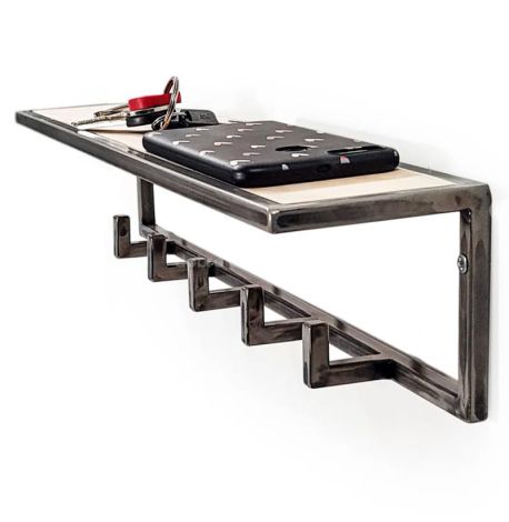 Настінна вішалка для одягу з полицею (метал)