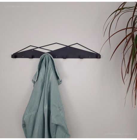 Настінна вішалка для одягу Glozis Mountain (чорна), 60х11 см