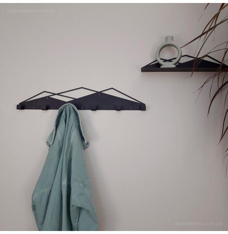 Настінна вішалка для одягу Glozis Mountain (чорна), 60х11 см