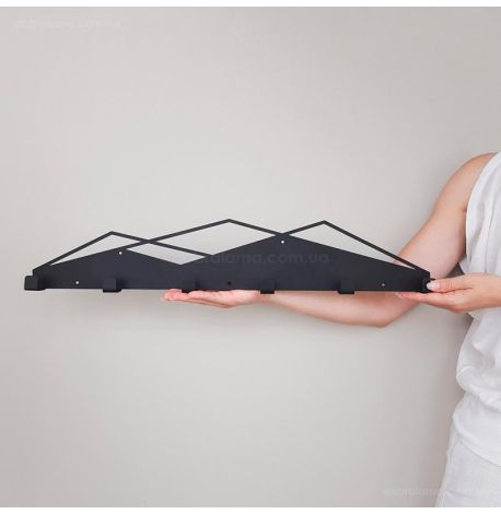 Настінна вішалка для одягу Glozis Mountain (чорна), 60х11 см