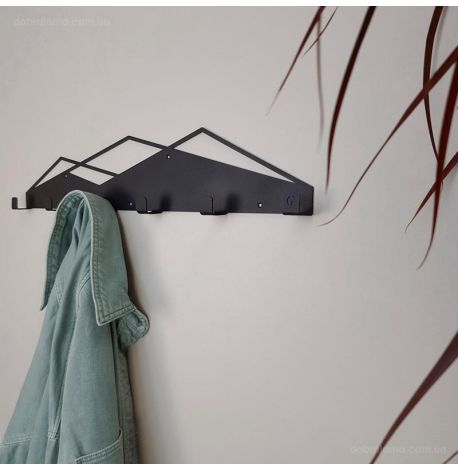 Настінна вішалка для одягу Glozis Mountain (чорна), 60х11 см
