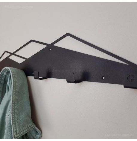 Настінна вішалка для одягу Glozis Mountain (чорна), 60х11 см