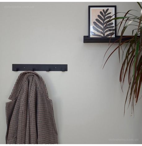 Настінна вішалка для одягу Glozis Urban 40 (чорна), 40х5 см