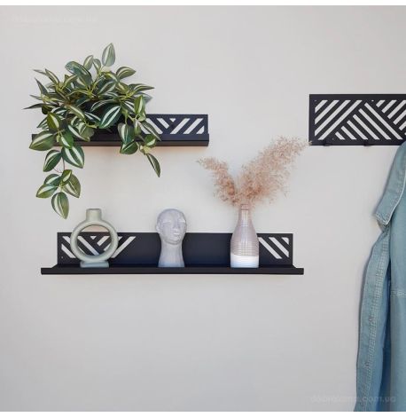 Настенная полка Glozis Nord (черная), 40 см