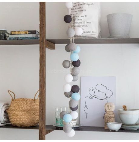 Тайская гирлянда Aqua-grey (20 шариков) линия от USB