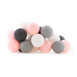 Тайская LED-гирлянда Pink-grey (20 шариков) линия на батарейках