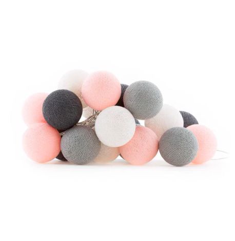 Тайська LED-гірлянда Pink-grey (20 кульок) лінія на батарейках