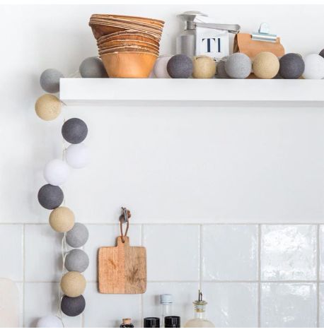 Тайская гирлянда Sand grey (20 шариков) линия от USB