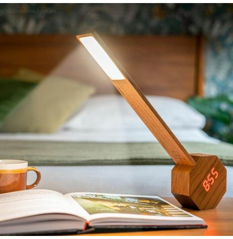 Настільний світильник з будильником Gingko Octagon One (вишня)