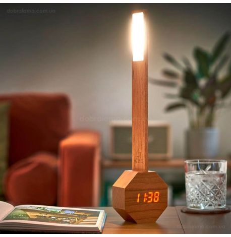 Настільний світильник з будильником Gingko Octagon One (вишня)
