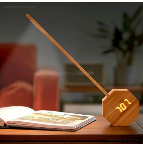 Настільний світильник з будильником Gingko Octagon One (вишня)