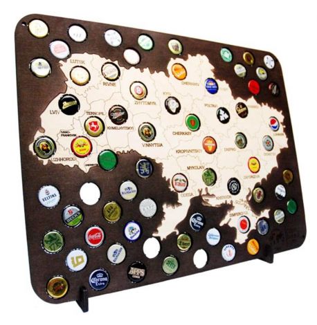 Скарбничка-карта для пивних кришок Capsboard Ukraine City Original