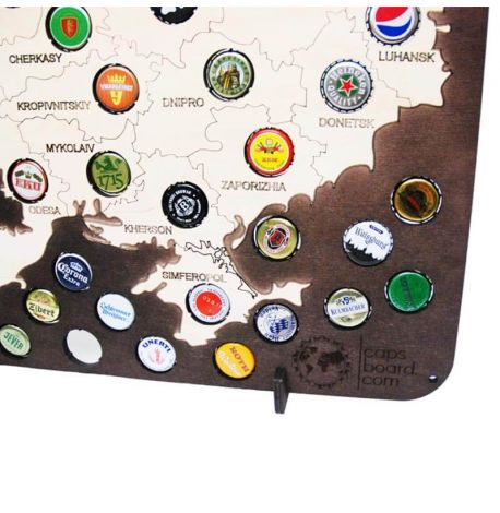 Скарбничка-карта для пивних кришок Capsboard Ukraine City Original