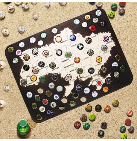 Скарбничка-карта для пивних кришок Capsboard Ukraine City Original