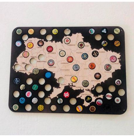 Скарбничка-карта для пивних кришок Capsboard Ukraine City Original